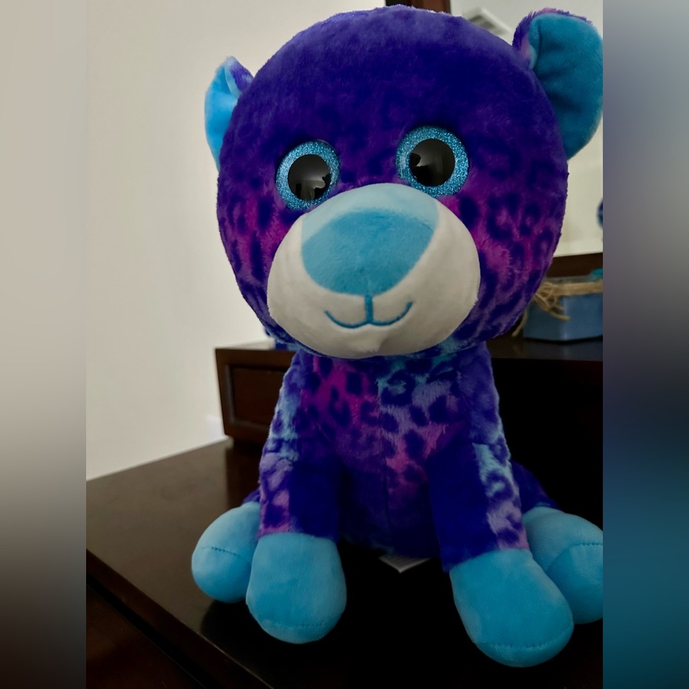 Plush Leopard Toy - Blue and Purple